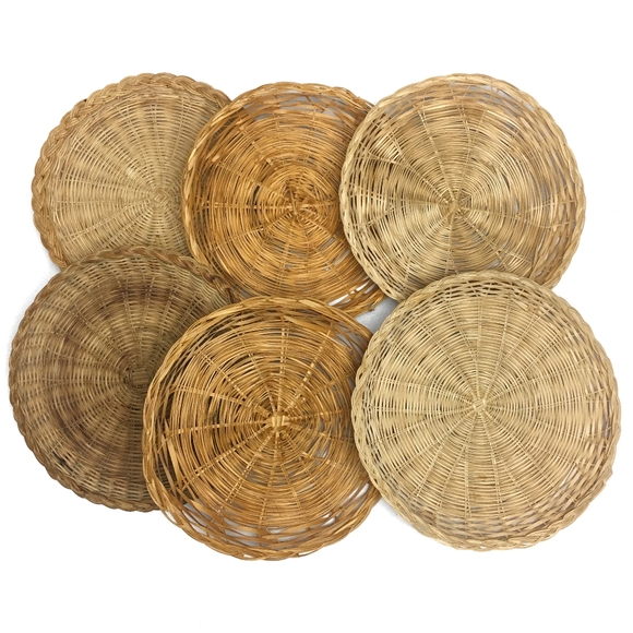 VINTAGE Woven Wicker Boho Baskets (Set of 6)
